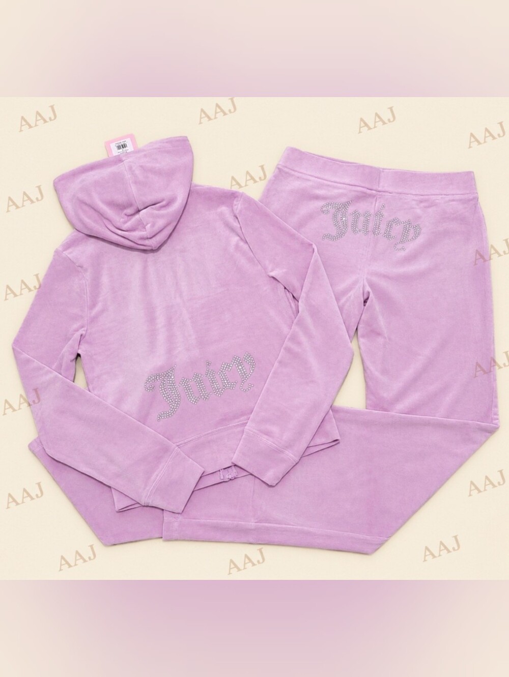 Juicy Couture Floral Bloom Velour Zip Hoodie & Pants Set - M